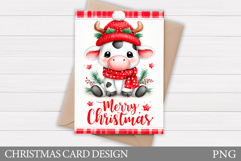 Christmas Cow Card Printable. Christmas Card Design Product Image 1