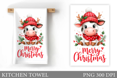 Christmas Cow Kitchen Towel. Christmas Kitchen Towel Design Product Image 1