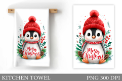 Christmas Penguin Kitchen Towel. Christmas Kitchen Towel Product Image 1