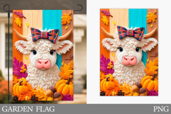 Fall Cow Garden Flag. Fall Garden Flag Sublimation Product Image 1