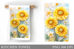 Flowers Kitchen Towel. Floral Kitchen Towel Sublimation Product Image 1