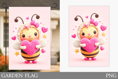 Valentines Bee Garden Flag. Valentines Garden Flag Product Image 1