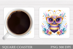 Cute Bee Coaster Design. Cute Bee Sublimation Product Image 1