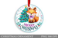 Cute Fox Christmas Ornament. Christmas Ornament Sublimation Product Image 1