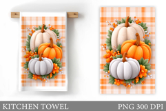Fall Pumpkin Kitchen Towel. Fall Kitchen Towel Sublimation Product Image 1
