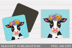Cute Cow Magnet Design. Cute Cow Sublimation Product Image 1