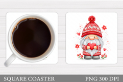 Valentines Gnome Coaster. Valentines Coaster Sublimation Product Image 1