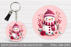 Cute Snowman Keychain Sublimation. Christmas Keychain Design Product Image 1