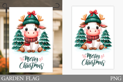Christmas Cow Garden Flag. Christmas Garden Flag Sublimation Product Image 1