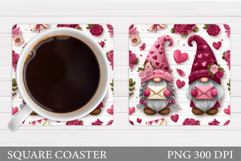 Valentines Gnome Coaster. Valentines Coaster Sublimation Product Image 1