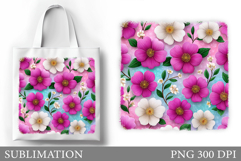 3D Flowers Tote Bag Design. Floral Tote Bag Sublimation Product Image 1