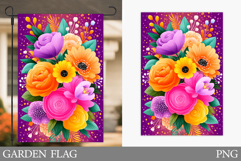 Flowers Garden Flag Sublimation. Floral Garden Flag Design Product Image 1