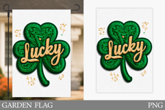 St Patrick Clover Garden Flag. St Patrick Garden Flag Design Product Image 1