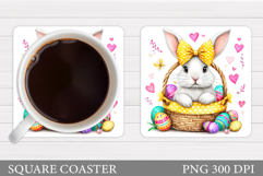 Easter Bunny Coaster Design. Easter Coaster Sublimation Product Image 1