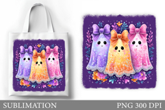 Halloween Ghost Tote Bag Design. Cute Halloween Sublimation Product Image 1