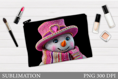 Snowman Cosmetics Bag. Christmas Makeup Bag Sublimation Product Image 1