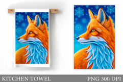 Winter Fox Kitchen Towel. Christmas Kitchen Towel Design Product Image 1
