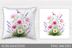 Floral Pillow Design. Flowers Pillow Sublimation Product Image 1