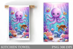 Cute Octopus Kitchen Towel. Cute Octopus Sublimation Product Image 1