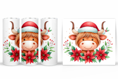 Christmas Cow Tumbler Design. Christmas Tumbler Sublimation Product Image 2