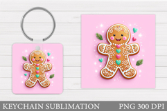 Cute Gingerbread Keychain. Christmas Keychain Sublimation Product Image 1