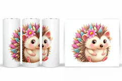 Hedgehog Tumbler Design. Cute Hedgehog Sublimation Product Image 2