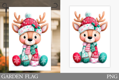 Cute Deer Garden Flag. Christmas Garden Flag Sublimation Product Image 1