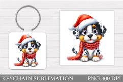 Christmas Dog Keychain. Christmas Keychain Sublimation Product Image 1