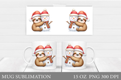 Christmas Sloth Mug Design. Christmas Mug Sublimation Product Image 1