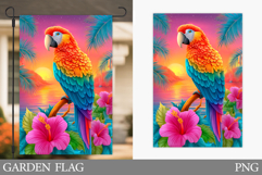 Parrot Garden Flag Design. Bird Garden Flag Sublimation Product Image 1