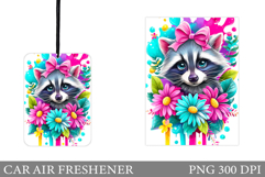 Cute Raccoon Car Air Freshener. Cute Raccoon Sublimation Product Image 1