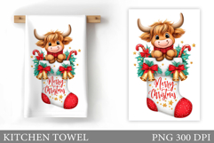 Christmas Cow Kitchen Towel Design. Christmas Kitchen Towel Product Image 1
