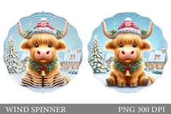 Christmas Cow Wind Spinner. Christmas Wind Spinner Design Product Image 1