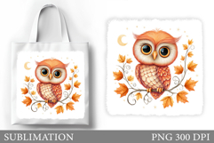 Fall Owl Tote Bag Design. Fall Owl Sublimation Product Image 1
