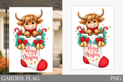 Christmas Cow Garden Flag. Christmas Garden Flag Sublimation Product Image 1