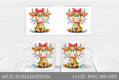 Christmas Cow Mug Design. Christmas Mug Sublimation Product Image 1