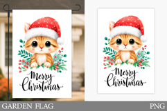 Chriatmas Cat Garden Flag. Christmas Garden Flag Design Product Image 1
