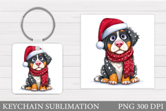 Christmas Dog Keychain. Christmas Keychain Sublimation Product Image 1