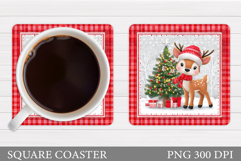 Christmas Deer Coaster Design. Christmas Coaster Sublimation Product Image 1