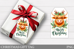 Christmas Gift Tag Design. Christmas Cow Gift Tag Printable Product Image 1