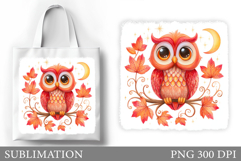 Fall Owl Tote Bag Design. Fall Owl Sublimation Product Image 1