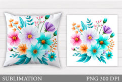 Floral Pillow Design. Flowers Sublimation Product Image 1