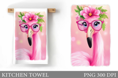 Flamingo Kitchen Towel Design. Summer Flamingo Sublimation Product Image 1