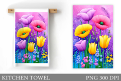 Flowers Kitchen Towel. Wildflowers Kitchen Towel Design Product Image 1