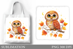 Fall Owl Tote Bag Design. Fall Owl Sublimation Product Image 1