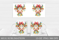 Christmas Cow Mug Design. Christmas Mug Sublimation Product Image 1