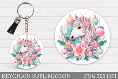 Christmas Horse Keychain. Christmas Keychain Sublimation Product Image 1