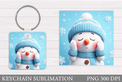 Cute Snowman Keychain Design. Christmas Keychain Sublimation Product Image 1