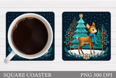 Christmas Deer Coaster Design. Christmas Coaster Sublimation Product Image 1