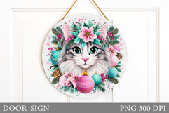 Christmas Cat Door Sign. Christmas Door Sign Design Product Image 1